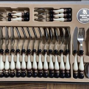 Edelstahl 18/8 Hochste Spitzenqualitat Stainless Flatware Pawn Cream Brown 23 pc